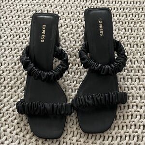 Express Black Ruched Strap Sandals